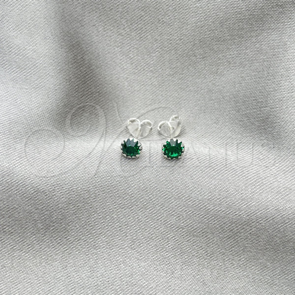 Arete Dormilona 02.397.0039.05 Plata Rodinada, con Zirconia Cubica Esmeralda, Pulido, Tono Plateado