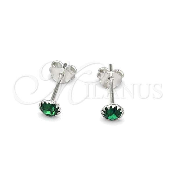 Arete Dormilona 02.397.0039.05 Plata Rodinada, con Zirconia Cubica Esmeralda, Pulido, Tono Plateado