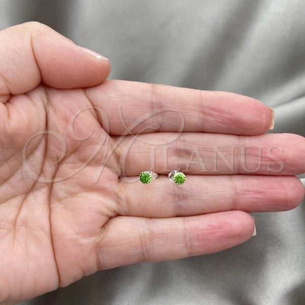 Arete Dormilona 02.397.0039.08 Plata Rodinada, con Zirconia Cubica Peridoto, Pulido, Tono Plateado