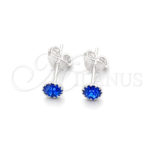 Arete Dormilona 02.397.0039.09 Plata Rodinada, con Zirconia Cubica Zafiro Azul, Pulido, Tono Plateado