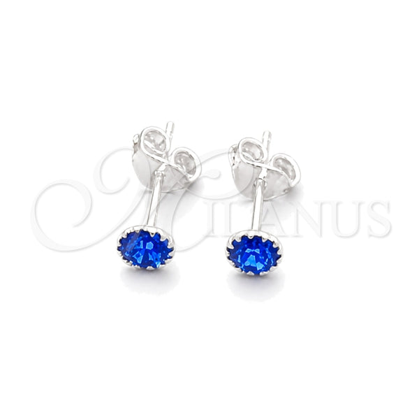 Arete Dormilona 02.397.0039.09 Plata Rodinada, con Zirconia Cubica Zafiro Azul, Pulido, Tono Plateado