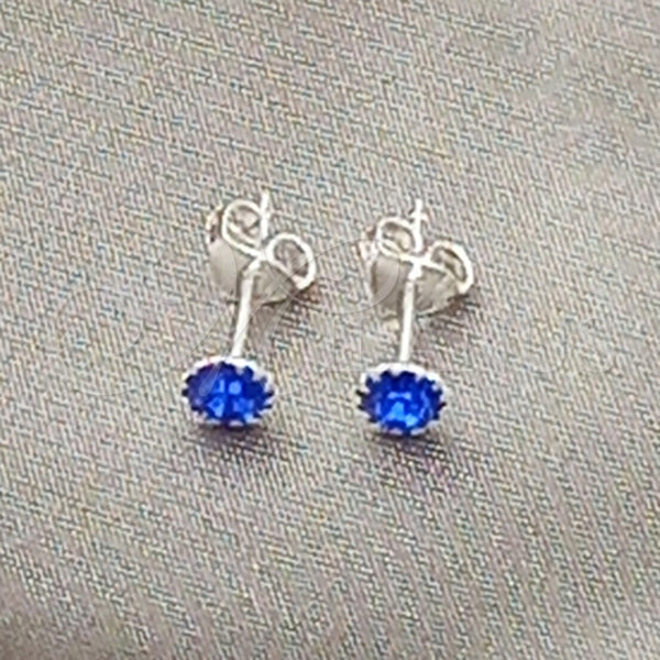 Arete Dormilona 02.397.0039.09 Plata Rodinada, con Zirconia Cubica Zafiro Azul, Pulido, Tono Plateado