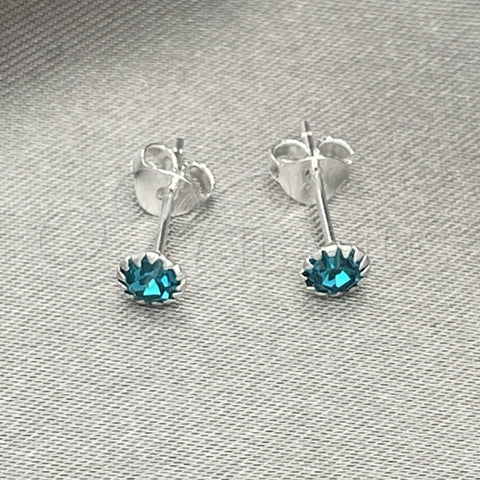 Arete Dormilona 02.397.0039.11 Plata Rodinada, con Zirconia Cubica Aqua Azul, Pulido, Tono Plateado