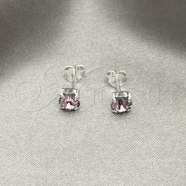 Arete Dormilona 02.397.0040.06 Plata Rodinada, con Zirconia Cubica Amatista, Pulido, Tono Plateado