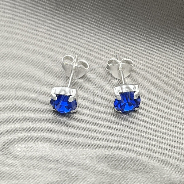 Arete Dormilona 02.397.0040.09 Plata Rodinada, con Zirconia Cubica Zafiro Azul, Pulido, Tono Plateado