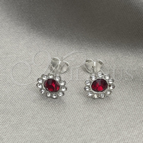 Arete Dormilona 02.397.0041.01 Plata Rodinada, con Zirconia Cubica Granate, Pulido, Tono Plateado