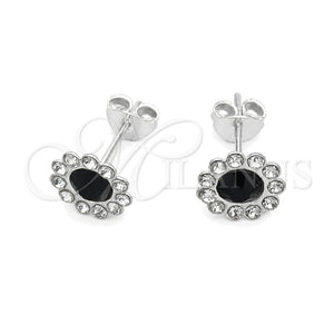 Arete Dormilona 02.397.0041.04 Plata Rodinada, con Zirconia Cubica Negro, Pulido, Tono Plateado