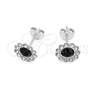 Arete Dormilona 02.397.0041.04 Plata Rodinada, con Zirconia Cubica Negro, Pulido, Tono Plateado