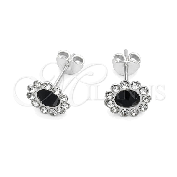 Arete Dormilona 02.397.0041.04 Plata Rodinada, con Zirconia Cubica Negro, Pulido, Tono Plateado