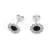 Arete Dormilona 02.397.0041.04 Plata Rodinada, con Zirconia Cubica Negro, Pulido, Tono Plateado