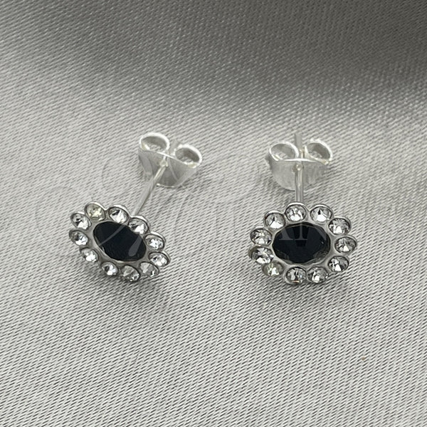 Arete Dormilona 02.397.0041.04 Plata Rodinada, con Zirconia Cubica Negro, Pulido, Tono Plateado
