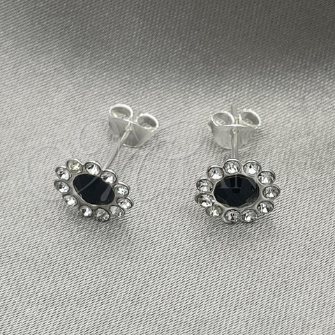 Arete Dormilona 02.397.0041.04 Plata Rodinada, con Zirconia Cubica Negro, Pulido, Tono Plateado