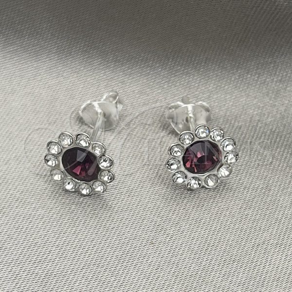 Arete Dormilona 02.397.0041.05 Plata Rodinada, con Zirconia Cubica Dark Ametista, Pulido, Tono Plateado