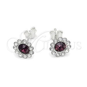 Arete Dormilona 02.397.0041.05 Plata Rodinada, con Zirconia Cubica Dark Ametista, Pulido, Tono Plateado