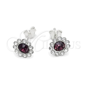 Arete Dormilona 02.397.0041.05 Plata Rodinada, con Zirconia Cubica Dark Ametista, Pulido, Tono Plateado