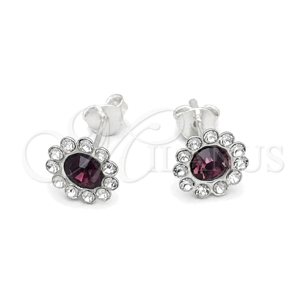 Arete Dormilona 02.397.0041.05 Plata Rodinada, con Zirconia Cubica Dark Ametista, Pulido, Tono Plateado