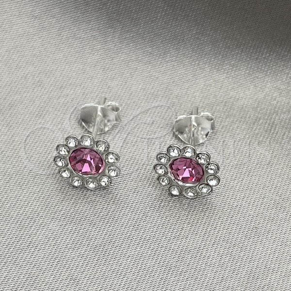 Arete Dormilona 02.397.0041.06 Plata Rodinada, con Zirconia Cubica Rosa, Pulido, Tono Plateado