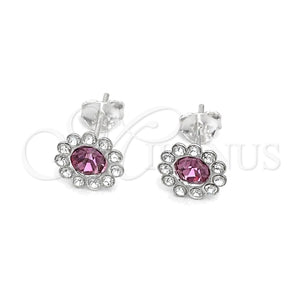Arete Dormilona 02.397.0041.06 Plata Rodinada, con Zirconia Cubica Rosa, Pulido, Tono Plateado
