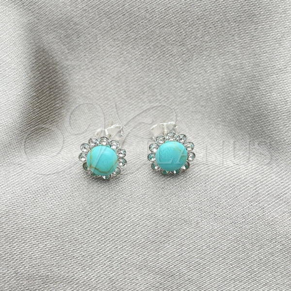 Arete Dormilona 02.397.0042.02 Plata Rodinada, con Perla Light Turquoise, Pulido, Tono Plateado