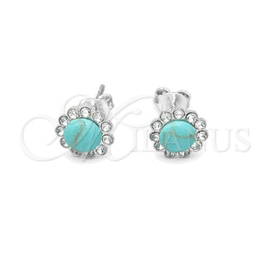 Arete Dormilona 02.397.0042.02 Plata Rodinada, con Perla Light Turquoise, Pulido, Tono Plateado