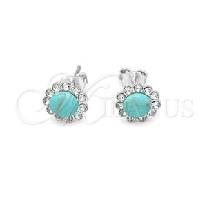 Arete Dormilona 02.397.0042.02 Plata Rodinada, con Perla Light Turquoise, Pulido, Tono Plateado