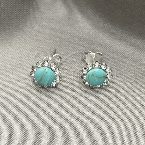 Arete Dormilona 02.397.0042.02 Plata Rodinada, con Perla Light Turquoise, Pulido, Tono Plateado