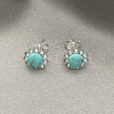 Arete Dormilona 02.397.0042.02 Plata Rodinada, con Perla Light Turquoise, Pulido, Tono Plateado