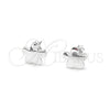 Arete Dormilona 02.407.0002 Plata Rodinada, Diseño de Trébol de Cuatro Hojas, Pulido, Tono Plateado