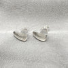 Arete Dormilona 02.407.0003 Plata Rodinada, Diseño de Corazón, Pulido, Tono Plateado