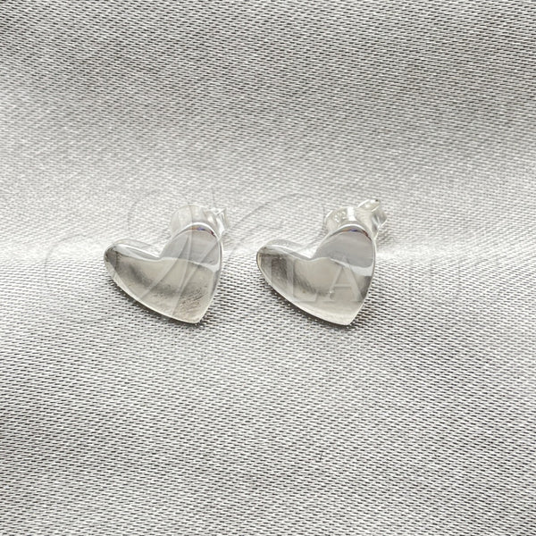 Arete Dormilona 02.407.0003 Plata Rodinada, Diseño de Corazón, Pulido, Tono Plateado