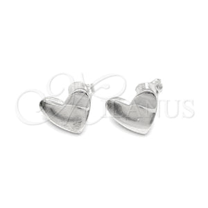 Arete Dormilona 02.407.0003 Plata Rodinada, Diseño de Corazón, Pulido, Tono Plateado