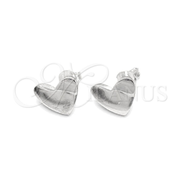 Arete Dormilona 02.407.0003 Plata Rodinada, Diseño de Corazón, Pulido, Tono Plateado
