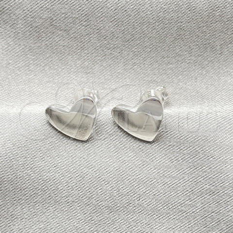 Arete Dormilona 02.407.0003 Plata Rodinada, Diseño de Corazón, Pulido, Tono Plateado