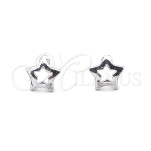 Arete Dormilona 02.407.0004 Plata Rodinada, Diseño de Estrella, Pulido, Tono Plateado