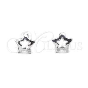 Arete Dormilona 02.407.0004 Plata Rodinada, Diseño de Estrella, Pulido, Tono Plateado