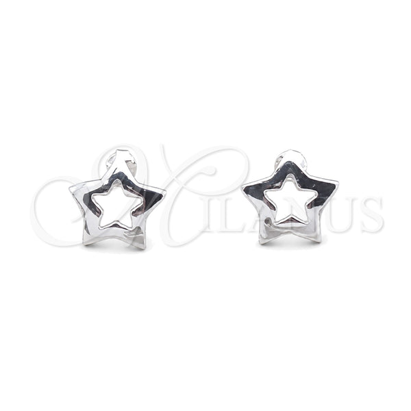 Arete Dormilona 02.407.0004 Plata Rodinada, Diseño de Estrella, Pulido, Tono Plateado