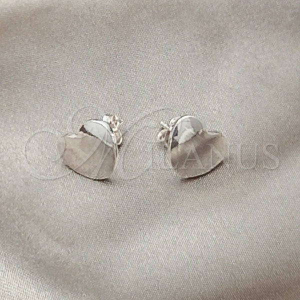 Arete Dormilona 02.407.0005 Plata Rodinada, Diseño de Corazón, Pulido, Tono Plateado