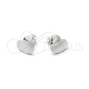 Arete Dormilona 02.407.0005 Plata Rodinada, Diseño de Corazón, Pulido, Tono Plateado