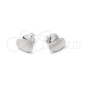 Arete Dormilona 02.407.0005 Plata Rodinada, Diseño de Corazón, Pulido, Tono Plateado