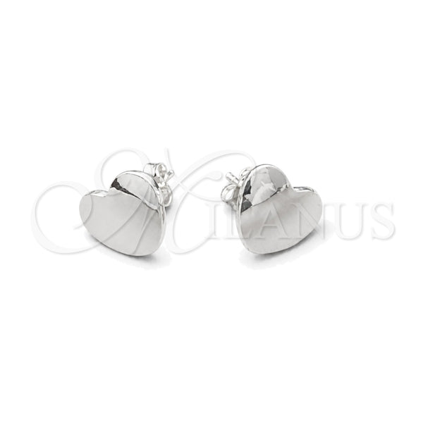 Arete Dormilona 02.407.0005 Plata Rodinada, Diseño de Corazón, Pulido, Tono Plateado
