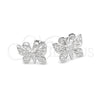 Arete Dormilona 02.407.0007 Plata Rodinada, Diseño de Mariposa, Pulido, Tono Plateado