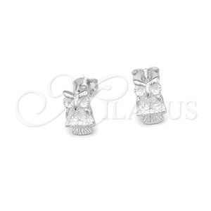 Arete Dormilona 02.407.0009 Plata Rodinada, Diseño de Búho, Pulido, Tono Plateado