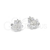 Arete Dormilona 02.407.0011 Plata Rodinada, Diseño de Flor, Pulido, Tono Plateado