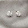 Arete Dormilona 02.407.0012 Plata Rodinada, Diseño de Flor, Pulido, Tono Plateado