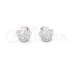 Arete Dormilona 02.407.0012 Plata Rodinada, Diseño de Flor, Pulido, Tono Plateado