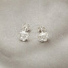Arete Dormilona 02.407.0013 Plata Rodinada, Diseño de Flor, Pulido, Tono Plateado