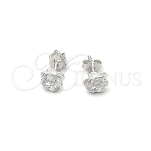 Arete Dormilona 02.407.0013 Plata Rodinada, Diseño de Flor, Pulido, Tono Plateado