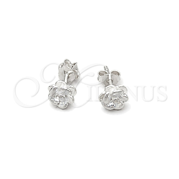 Arete Dormilona 02.407.0013 Plata Rodinada, Diseño de Flor, Pulido, Tono Plateado