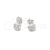 Arete Dormilona 02.407.0013 Plata Rodinada, Diseño de Flor, Pulido, Tono Plateado