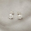 Arete Dormilona 02.407.0013 Plata Rodinada, Diseño de Flor, Pulido, Tono Plateado